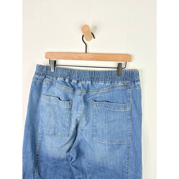 Anthropologie Pilcro Izzie Relaxed Pull On Barrel Jeans Large Cropped Wide Leg - Picture 10 of 12